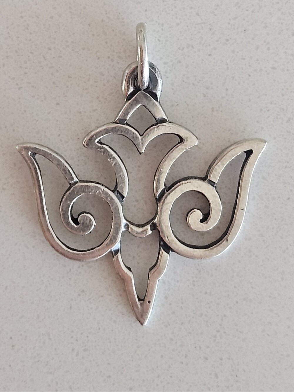 Retired James Avery Descending Dove Charm Sterling Silver Open Scroll Uncut Loop
